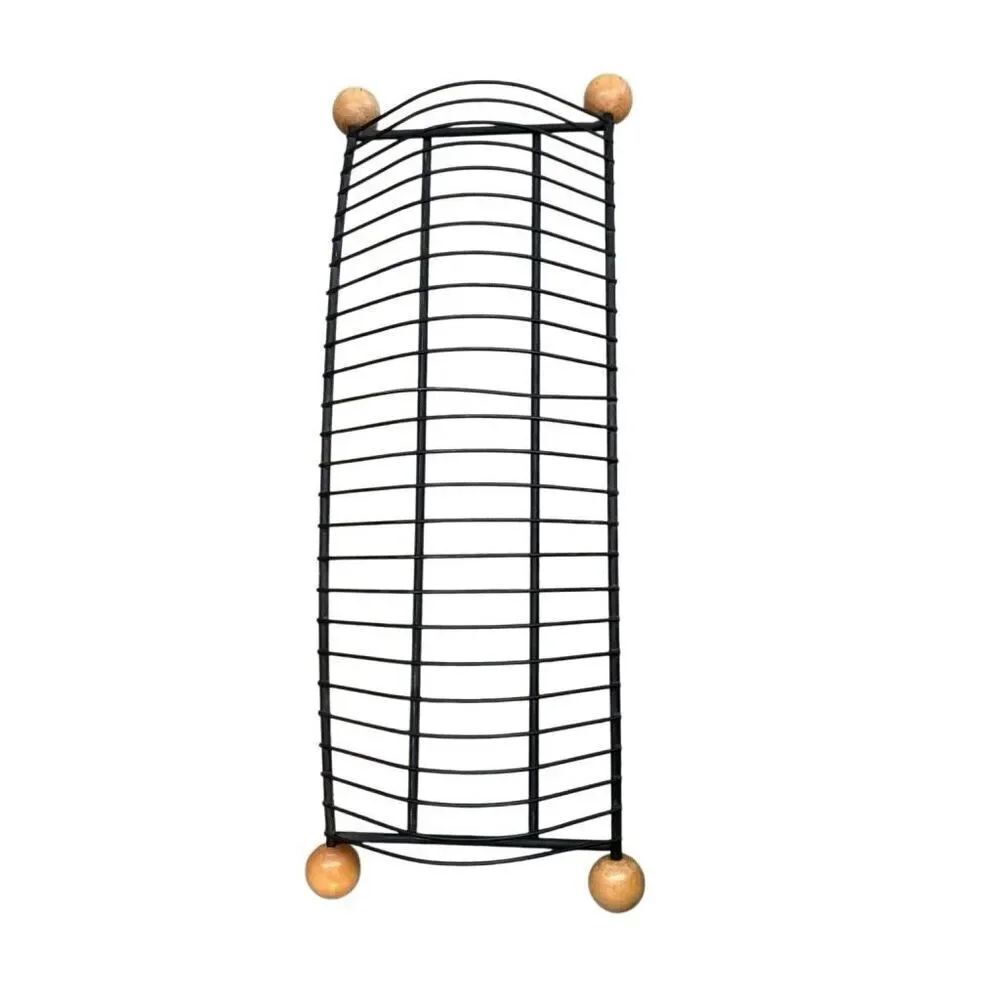 Vintage Wire 25 Slot CD Rack With Wooden Legs